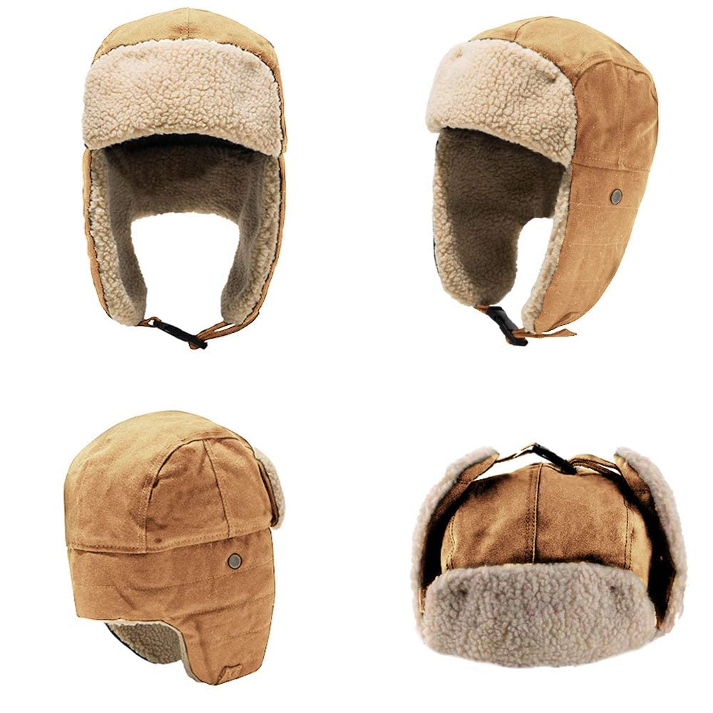 Vintage Pilot Aviator Hat For Adults - Winter Fur Hat With Ear Flaps For Cold Weather & Costumes