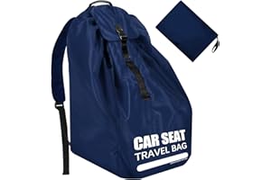 IMBSINVNCY Car Seat Travel Bag for Airplane, Large Car Seat Bags for Air Travel with Padded Straps, Gate Check Storage Bag/Backpack for Car Seat Airport, Carseat Cover Travel - Baby Travel Essentials for Flying