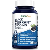 NusaPure Black Currant Oil 2500 Mg Equivalent per Veg caps. 200 Veggie Capsules (Powder, Extract 10:1, Vegan, Non-GMO & Glute