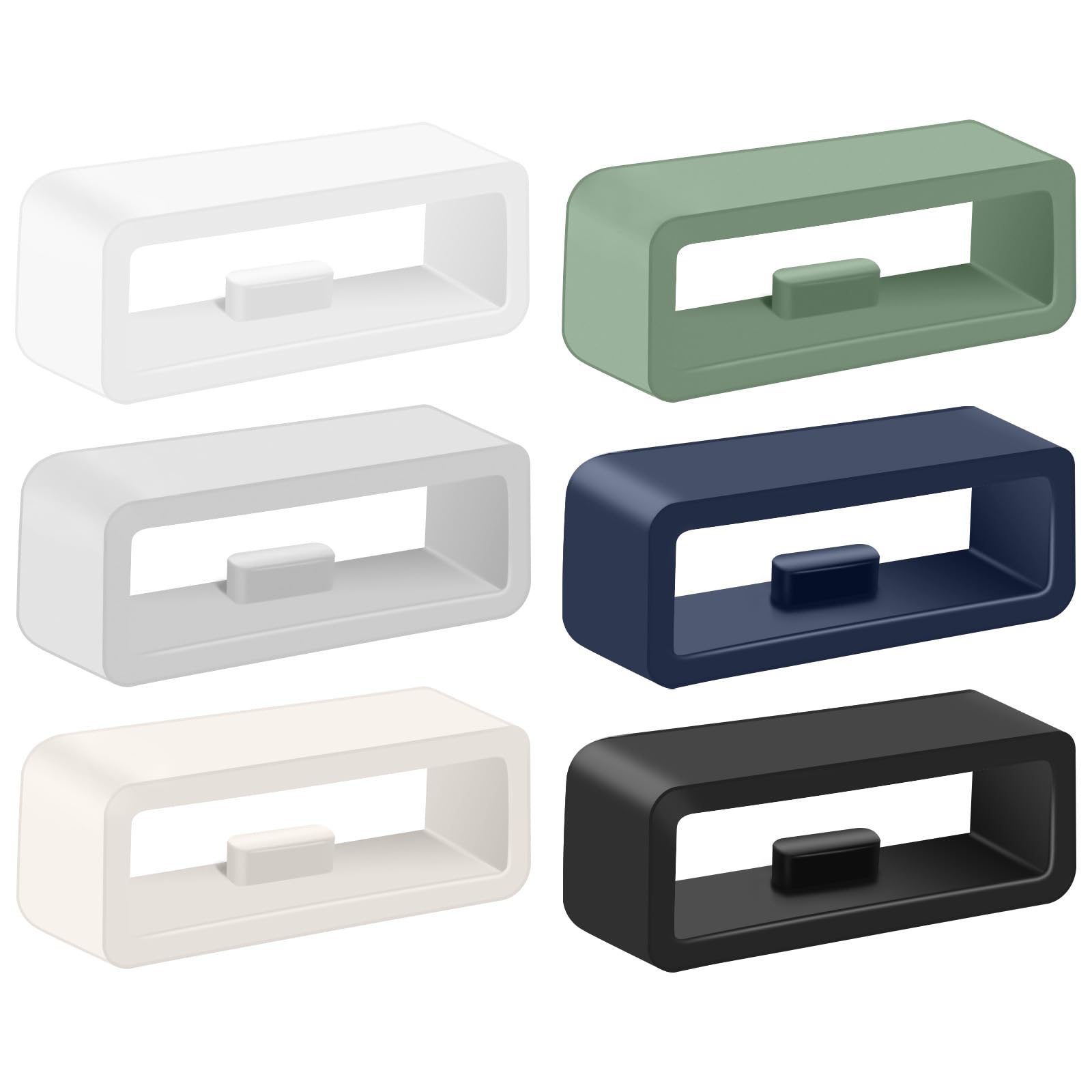 22MM Band Keepers Compatible with Garmin Fenix 5/6/7 Watch Bands, 6Pack Silicone Replacement Fastener Rings Watch Band Loop/Holder/Retainer (Black+Blue+Green+Gray+Starlight+White)