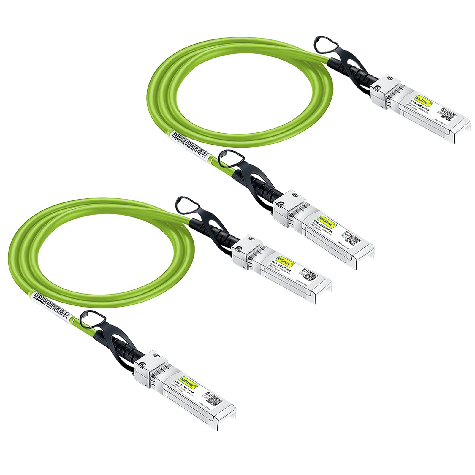 Photo 1 of 10Gtek [Green Colored 10G SFP+ DAC Cable - Twinax SFP Cable for Ubiquiti UniFi Devices, 1-Meter(3.3ft), 2 Pack
