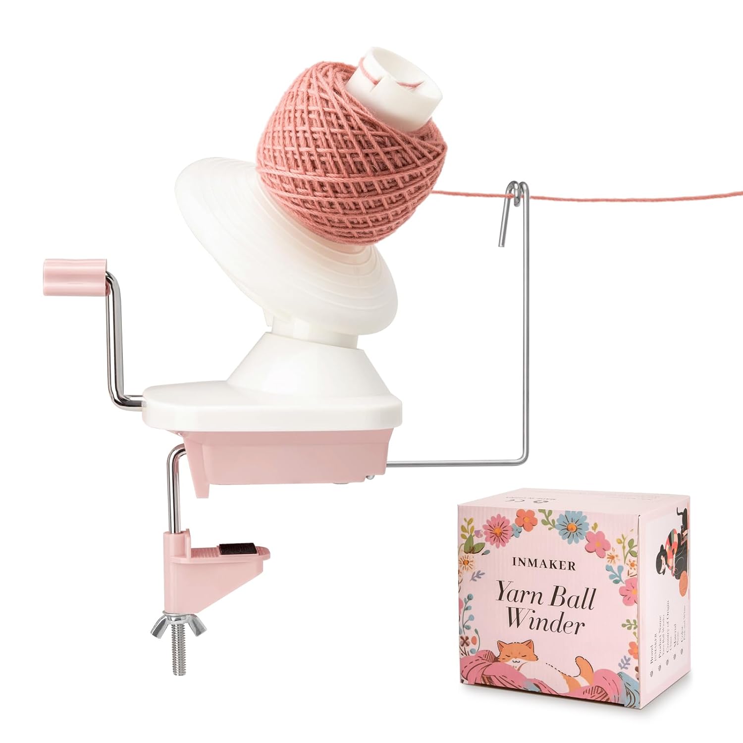INMAKER Yarn Winder, Ball Winder for Crocheting Yarn Spinner for Knitting | 4oz, Durable ABS Plastic, Manual, Easy to Use, Qu