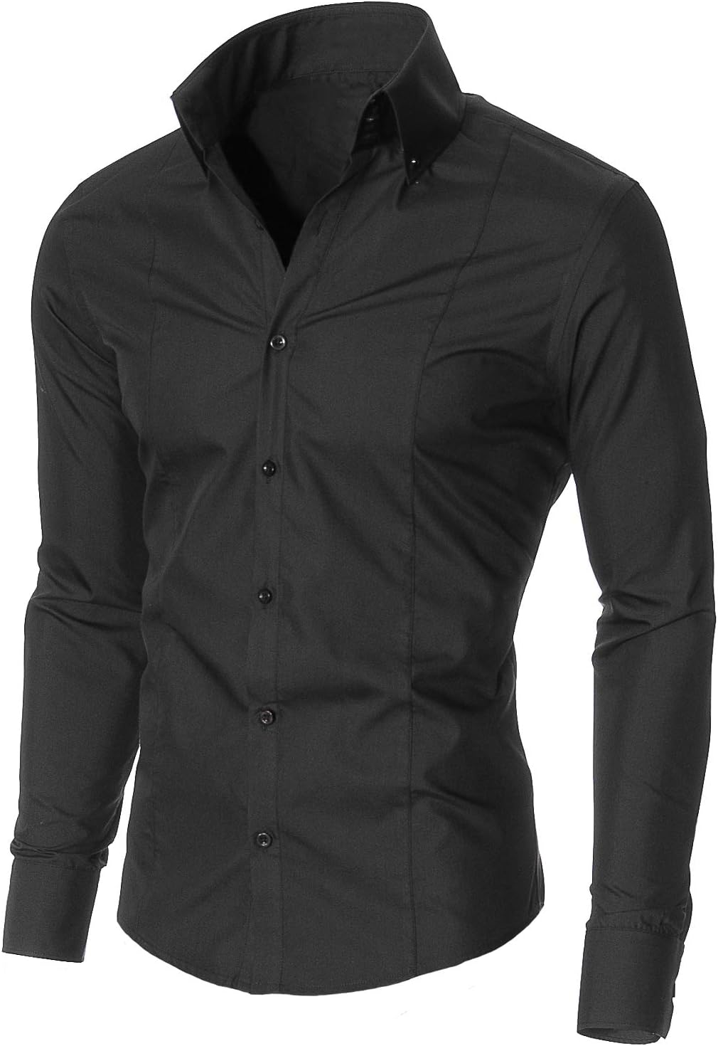Mens Dress Shirts - Slim fit, Long Sleeve with High Button Down Collar - for Casual, Formal Wear (MSSF501)