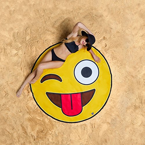 image for BigMouth Inc Giant Crazy Face Emoji Beach Blanket, Oversized Beach Tow