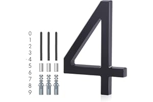 Floating House Number 4, YIPLED 6 Inch Modern House Numbers for Home, Mailbox, Street (Black)