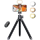 Phone Tripod with Light &amp; Remote, 360&deg; Rotating for Travel Use