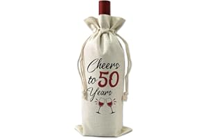 BIUNIURING 50th Birthday Gift for Men Or Women, 50th Milestone Birthday Gift, Party Wine Favor Bag, Wine Bag Gift, Cheers to 50 Years