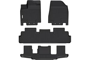 GINOWY-Floor Mats for Nissan Pathfinder 2022-2025 (7 Passenger), TPE Rubber All Weather Mats Pathfinder 1st 2nd 3rd Row Custom Fit Waterproof All Season Car Accessories Black