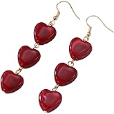 Colorful Stereoscopic Love Heart Acrylic Drop Dangle Lightweight Earrings Sweet Valentine's Day Anniversary Wedding Birthday Cute Resin Heart Earrings Jewelry for Women