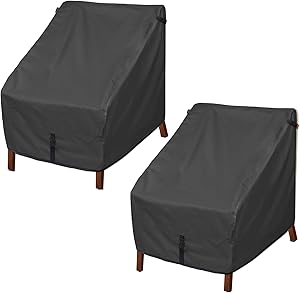 Porch Shield Patio Chair Covers - Waterproof Outdoor Single Armchair High Back Adirondack Chair Cover 2 Pack - 30W x 33D x 34H inch, Black