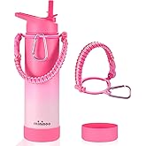 mininoo Insulated Stainless Steel Water Bottle with Straw and Lid for Sports, 24 oz, Sweet Peach