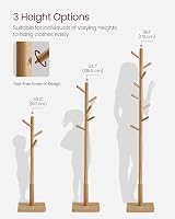 VASAGLE Coat Rack Solid Wood Free Standing Coat Tree 8 Hooks Natural Beige view 6