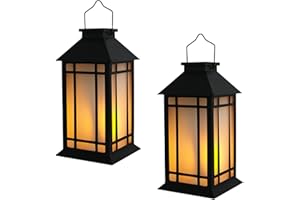 Bdor 13-Inch IP65 Waterproof Battery-Powered Outdoor Lantern with Led Flameless Candle and 6-Hour Timer - Decorative Lantern for Patio & Garden(2 Pack)