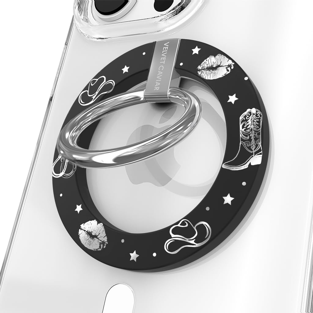 VELVET CAVIAR Compatible with MagSafe Phone Grip - Magnetic Ring Holder with Adjustable Stand - Removable MagSafe Accessories for iPhone 16, 15, 14, 13, 12 (Disco Cowgirl)