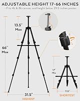 Nicpro Art Easel Black Aluminum Adjustable 17-66" Portable Tripod Stand view 3