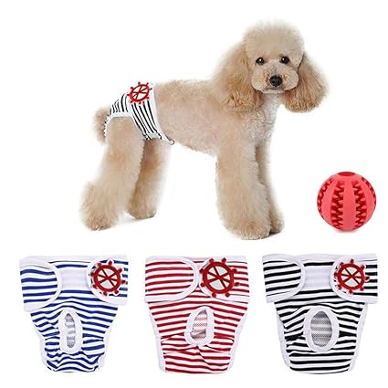 Artikel für Hunde 3-er Schutzhose Hygieneunterhose Packung+Freie Hundezähne die Kugel säubern waschbar Schutzhose Hygiene Unt