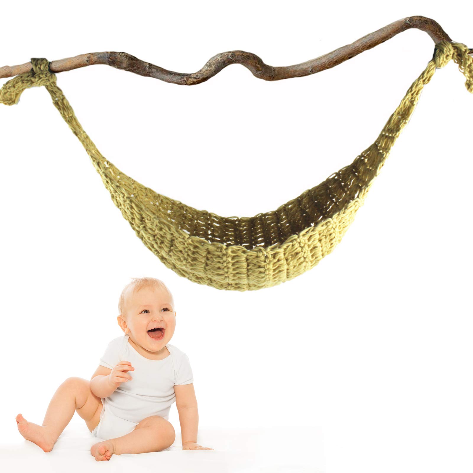SOONHUA Newborn Baby Photography Props Tuck Net Hammock Crochet Knitted Hammock Bed For 0-3 Months Babies Photo Shooting,Accessories not included