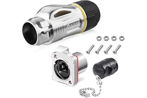 ALLAOUNION RJ45 Waterproof Connector, Industrial Signal Circular Connector with IP67 Protection Level for Ethernet Networks for Home Networks, Industrial Networks, Stage Signal Connection