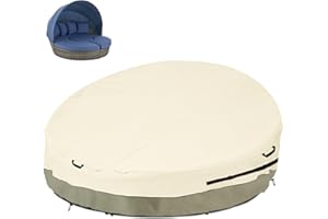 Bitubi 75 Inch Heavy Duty Waterproof Outdoor Daybed Cover - 600D Tough Canvas Anti-UV Patio Canopy Daybed Sofa Cover 75"Dia x 35"/16”H, Beige