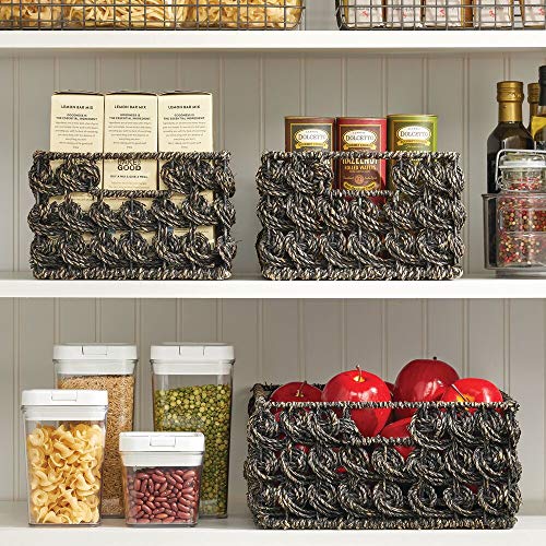 mDesign Woven Seagrass Kitchen Pantry Storage Organizer Basket