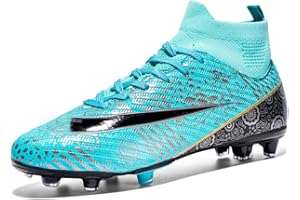 DimaiGlobal Kids Soccer Cleats Boys Youth Girls High-Top Trainning Firm Ground Soccer Shoes Athletics Outdoor Football Shoes Sneakers