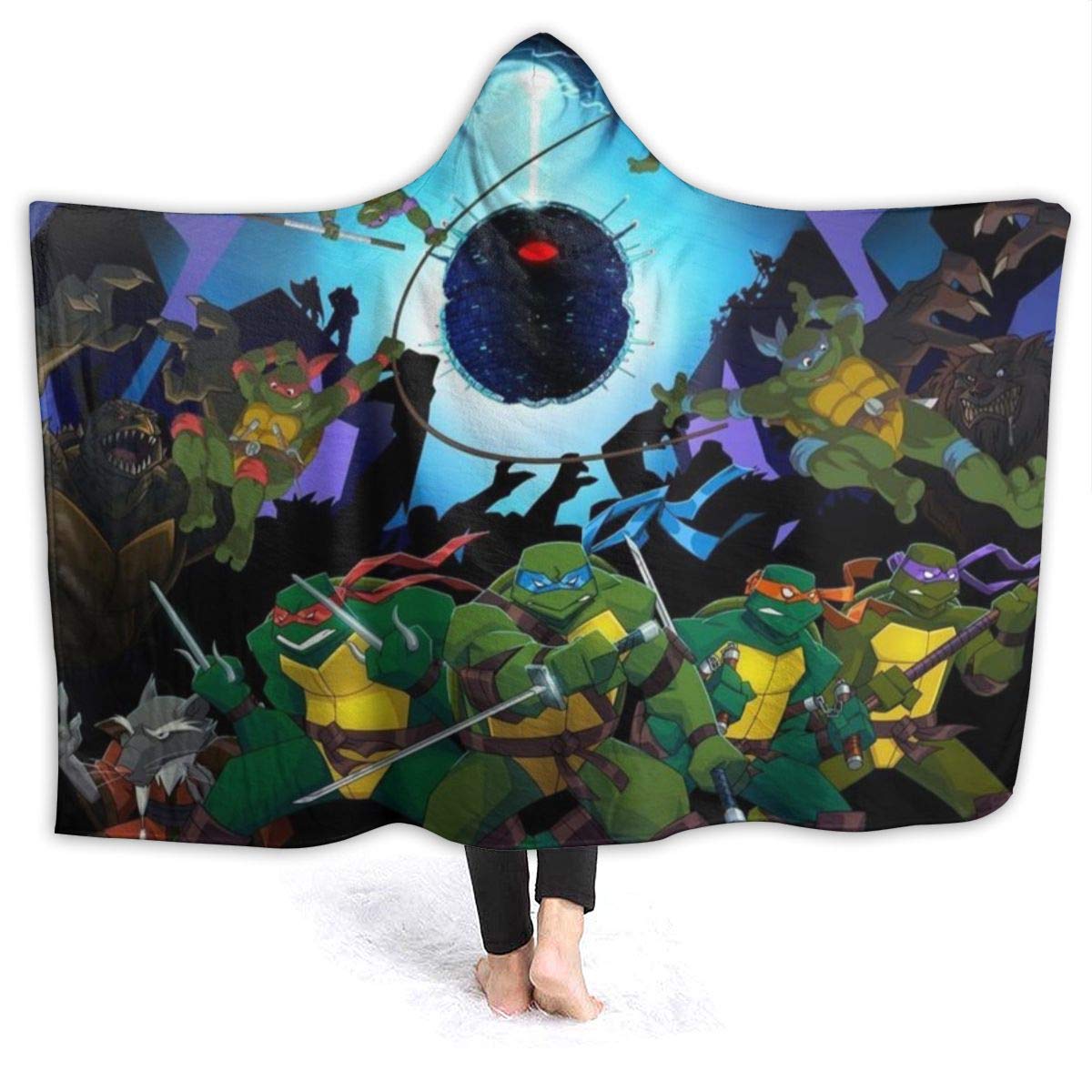 Miao Ting Electronic Technol Teenage Mutant Ninja Turtles Adult Kid Wearable Blankets Flannel Fleece Soft Hooded Blanket