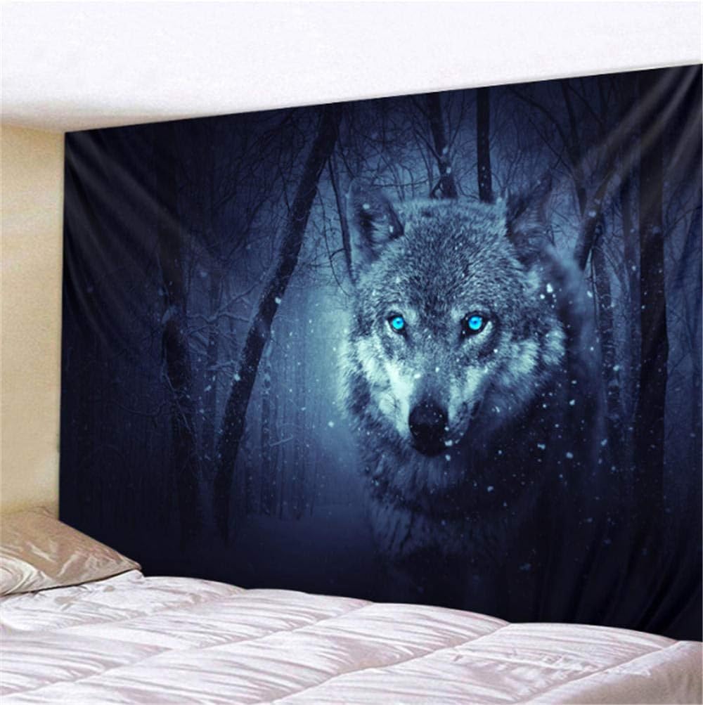 wrhua La Mirada del Lobo Tapiz De Animales Decoración Colgante De Pared