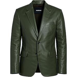 Rabbaniz Genuine Lambskin Black Leather Blazer for Men Overcoat Casual Blazer Jacket for Men