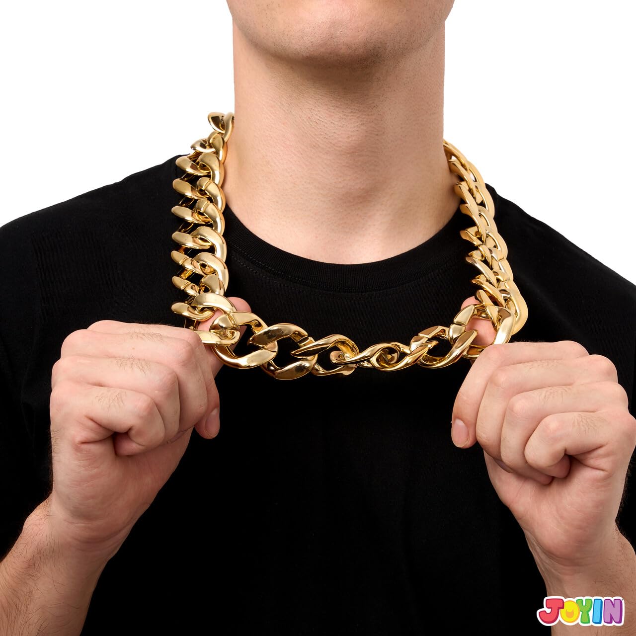 Spooktacular Creations Spooktacular Creations Chunky Fake Gold Chain for Hip Hop Rapper Costume Jewelry, Fake Plastic Gold Necklace Accessories for 80s 90s Men Women Halloween Costume Dress Up Party Props