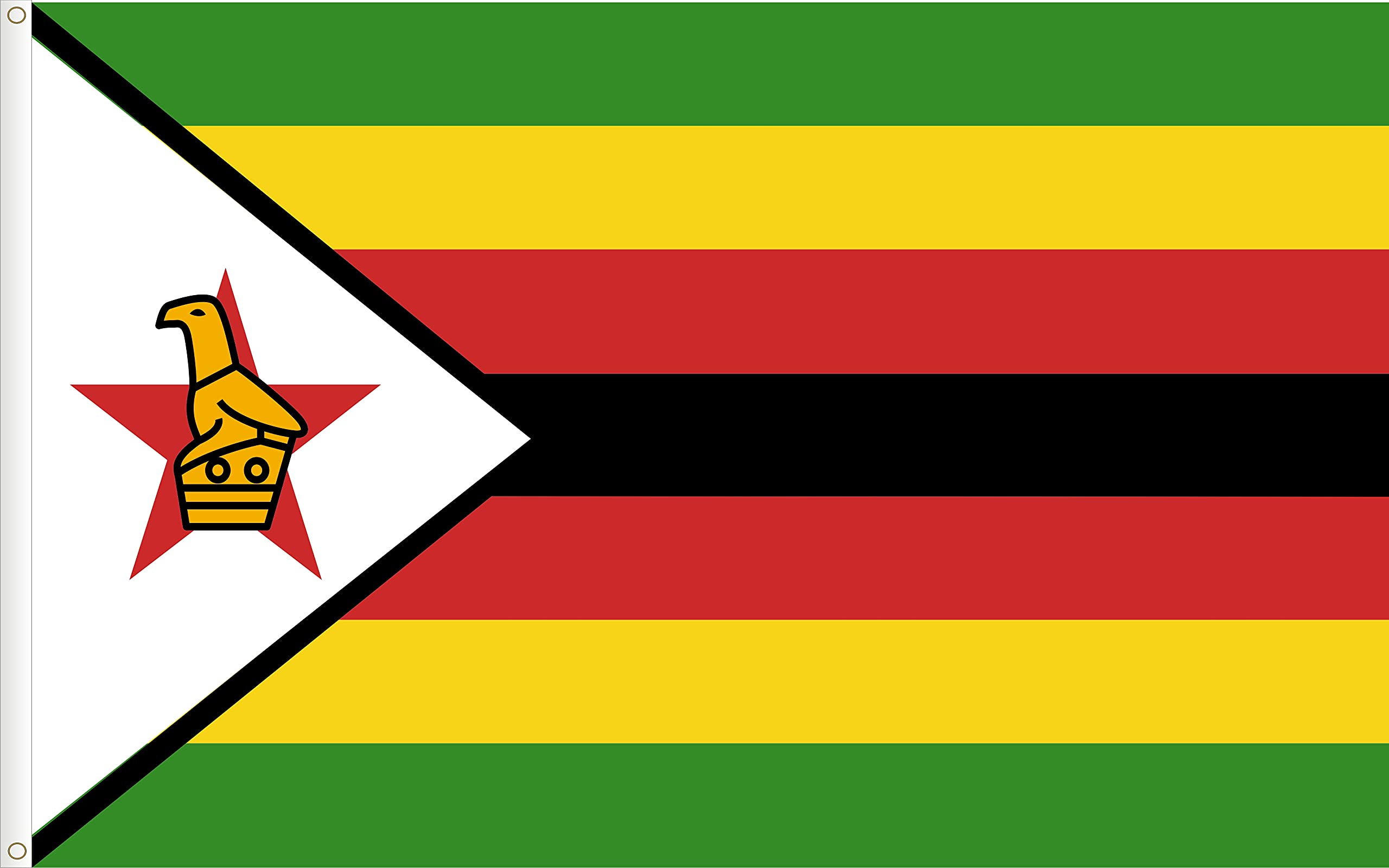 FLAG OF ZIMBABWE. STANDARD SATIN QUALITY. BIG SIZE 150X90