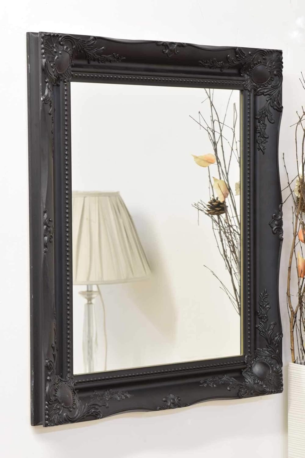 MirrorOutlet Large Black Mirror Classic Ornate Style 26 X 22,829167900, 66x56 - Image 4