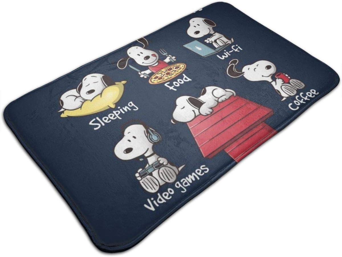 Snoopy Staying at Home Makes Me Happy Door Mat Entrance NonSlip Bath Mat Kitchen Floor Carpet