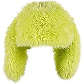 Women Winter Warm Plush Beanie Hat Long Rabbit Ears Hats Ladies Cartoon Cute Animal Ear Fluffy Hat Green Skull Cap