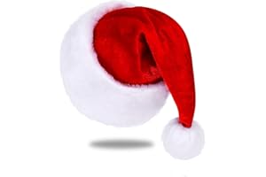 Eoocan Santa Hat, Santa Hat for Adults, Unisex Velvet Comfort Red Christmas Hat Hats Extra Thicken Classic Plush for Christmas New Year Festive Holiday Party Supplies