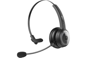 LEVN Bluetooth Headset, Wireless Headset with Microphone & Mute Button, 60Hrs Talk Time, On-Ear AI Noise Cancelling Headphones with Bluetooth 5.2 Multipoint for Trucker/Remote Work/Online Class/Zoom