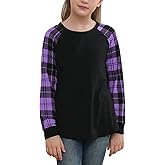 GORLYA Girls Long Sleeve Tops Raglan Patchwork Tunic Casual Loose T-Shirt for 4-14T