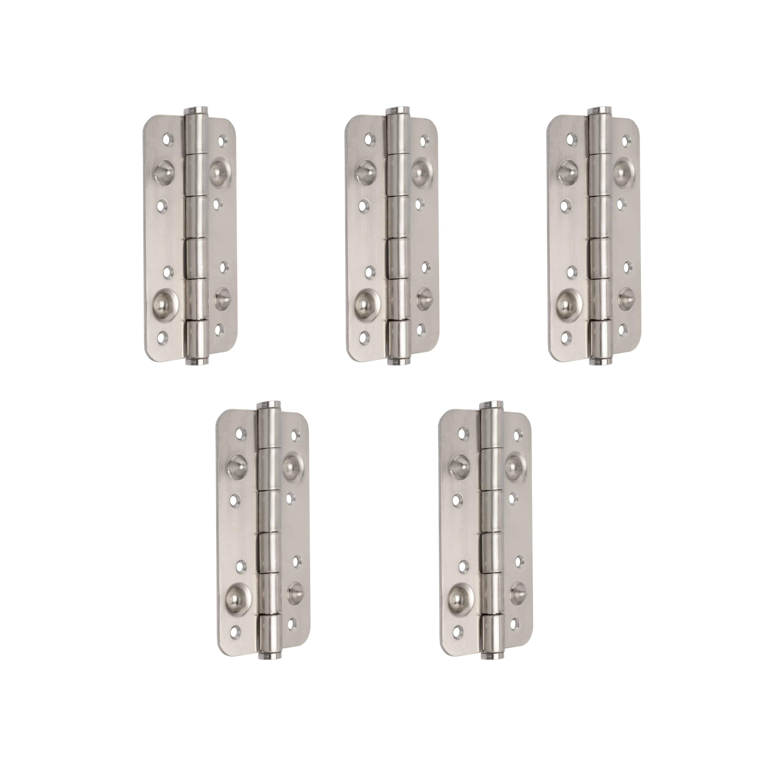 Emuca - Set of 5 Security Door Hinges, 150x80mm (5,9x3,14 inch), Anti-Leverage Hinges with Round Edges, Without Trim, Steel, Satin Nickel — image 1
