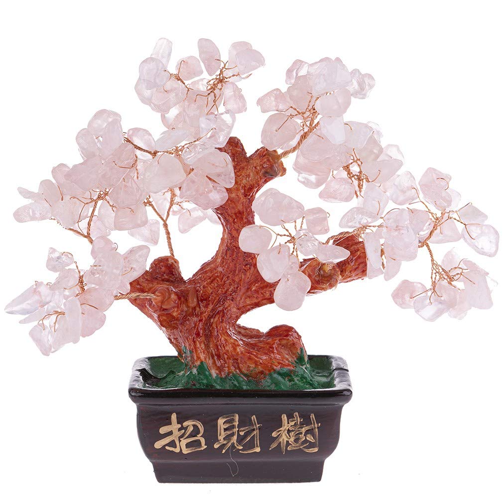 lachineuse Feng Shui Tree, Copper Resin, Brown, Pink, 17 x 12 x 6 cm