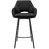 Armen Living Aura Black Faux Leather and Black