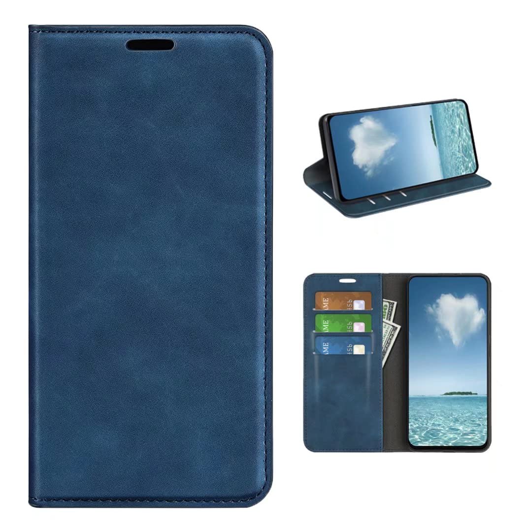 COQUE case for Motorola Moto G84 Shell,Slim Ultra-Thin Leather Flip Cover with Card Slot Leather Phone Case for Motorola Moto G84-Blue