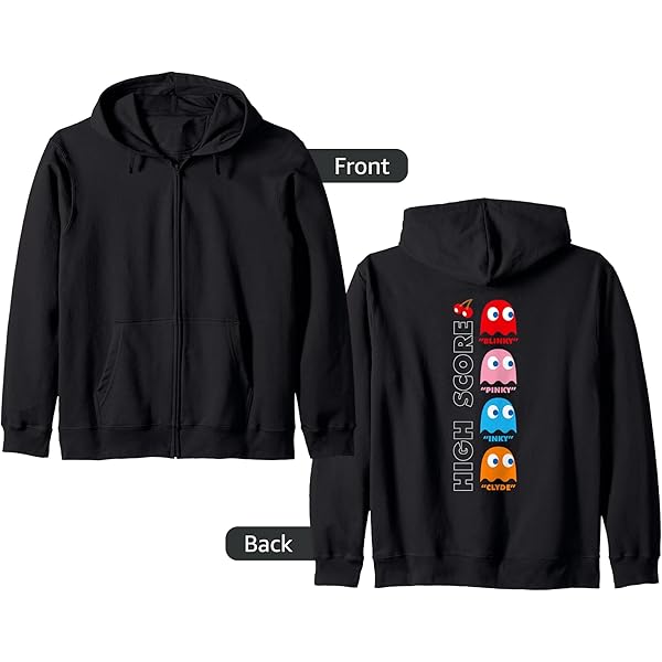 Amazon.com: PAC-MAN Zip Hoodie : Clothing, Shoes & Jewelry