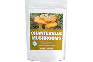 HOLFLYING Dried Sliced Chanterelle Mushrooms - 2.5 oz, All-Natural Chanterelle for Cooking, Soup and Vegan Recipes, No Additives, No GMO
