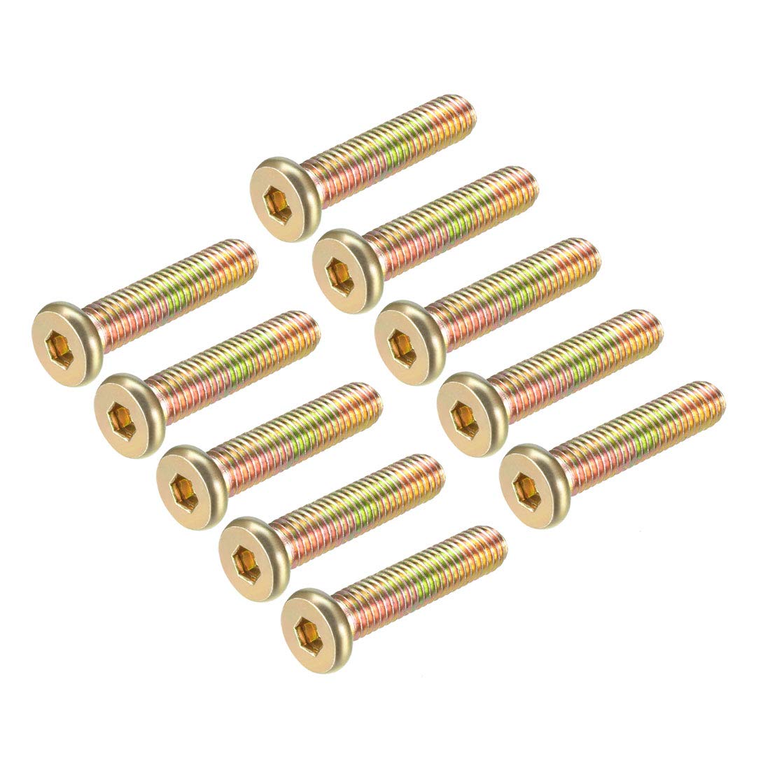 sourcing map M8x35mm Furniture Screw Hex Socket Machine Screws Zinc Plated Fasteners Bolts Full Thread Carbon Steel 20Pcs