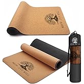 Natural Cork Yoga Mat 6mm Thick, Large 72”x24” Non-Slip Rubber Bottom, 7.2 Lbs Exercise Hot Yoga Mat for Pilates & Home Workouts, Eco-Friendly, Sweat-Resistant, Towel-Free Fitness Mat for Women & Men