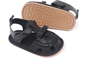 Uineky Infant Baby Boys Girls Summer Sandals Newborn Open Toe PU Leather Soft Bowknot Princess Beach Outdoor First Walking Flat Shoes