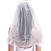 xo, Fetti Marriage Material + Pearl Veil | White Bride to Be Hair Accessory, Embroidered Bridal Shower Headband, Rehearsal Dinner Decorations, Engagement Gift