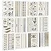 Inifty Temporary Tattoos Body Art Stickers Waterproof Shiny Jewelry High Gloss Shimmer Designs in Gold, Silver, Black & Blue Turquoise (12 Sheets Gold & Silver)