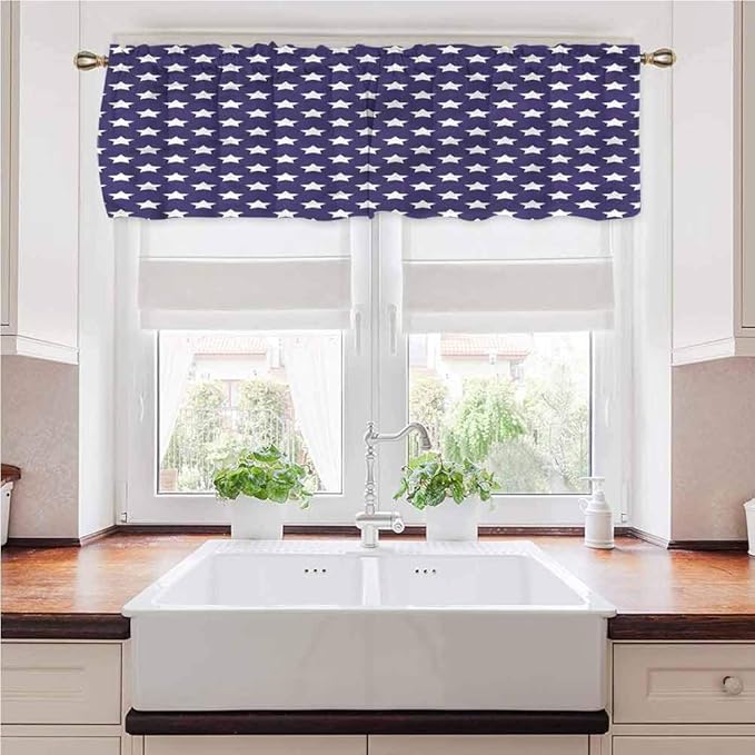 Painting-home - Cenefa de cortina, color azul marino, símbolo de la