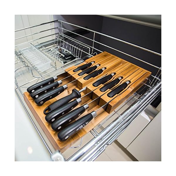 Utoplike In Drawer Bamboo Knife Block Drawer Organizer And Holder