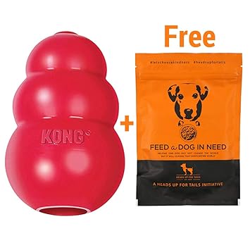 Heads Up For Tails Kong Classic Rubber Toy with Huft Dog Feed Treat (100 gm, Large, Red)